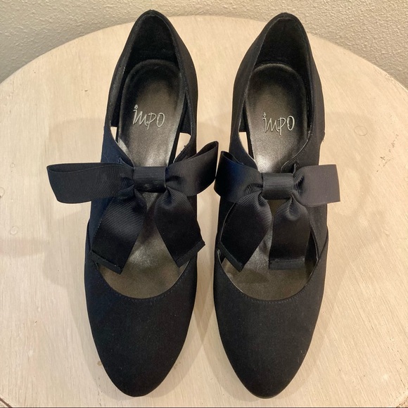 Impo Shoes - Impo Tie Time Black Bow Heels Size 8
